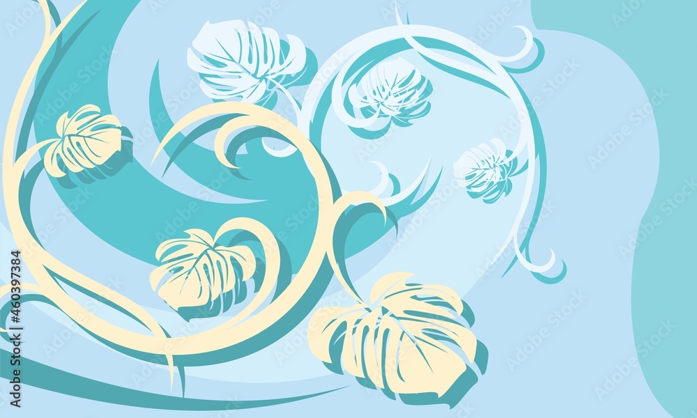 dark and light blue background with leaves inside dark and light blue background with leaves inside