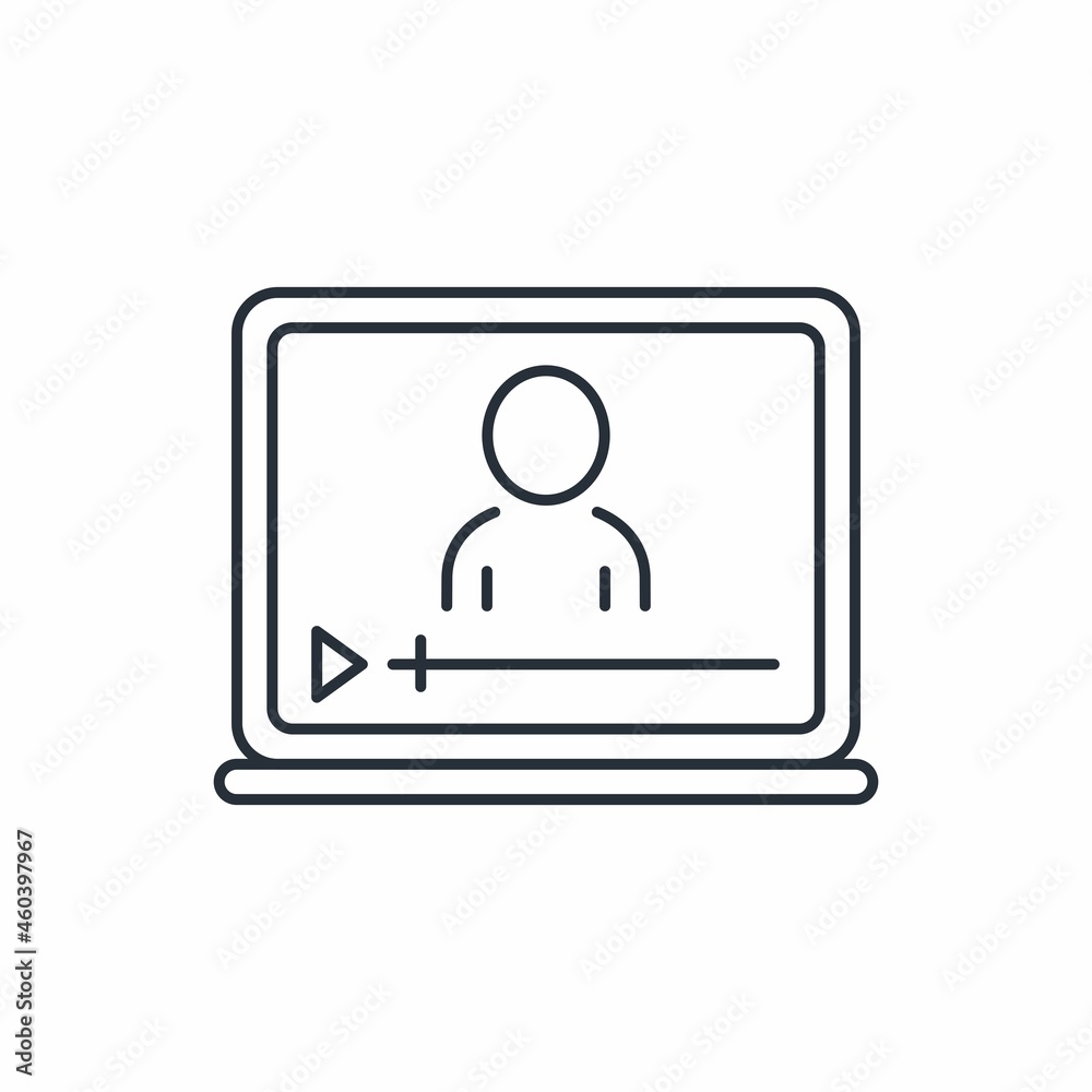Broadcast settings. Online image. Education or training. Vector linear icon isolated on white background. Broadcast settings. Online image. Education or training. Vector linear icon isolated on white background.