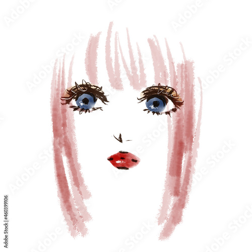 Stylish women straight hair with watercolor touch