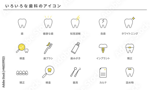いろいろな歯科のアイコンセット、ベクター素材