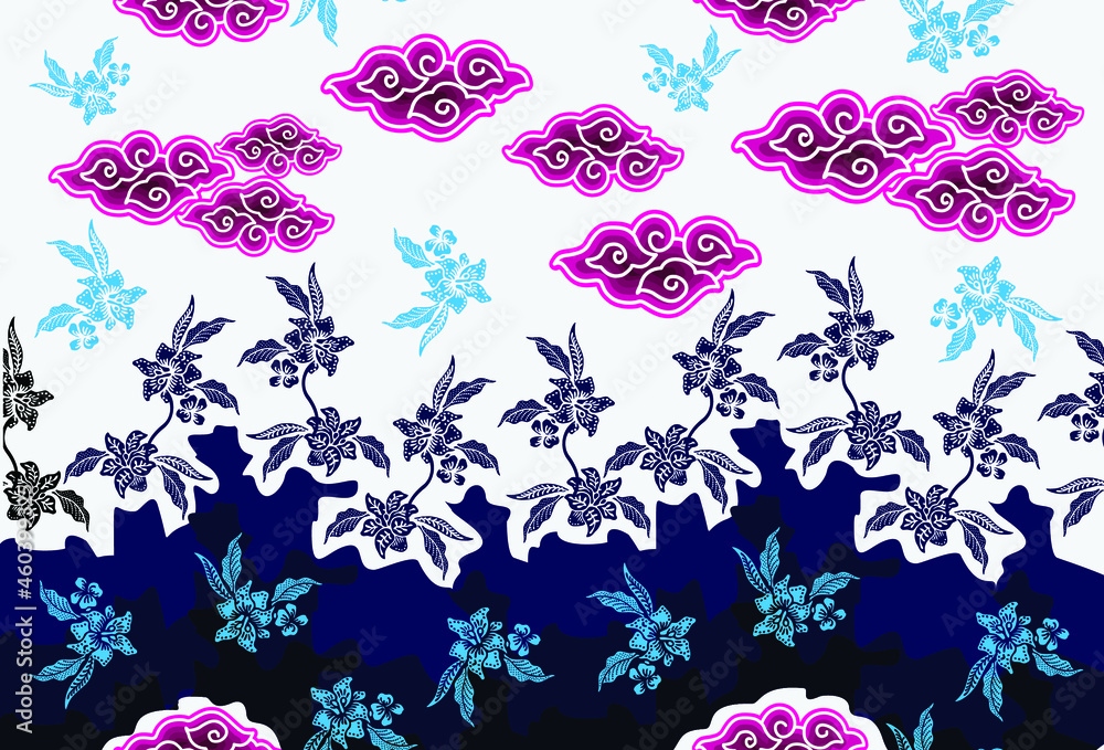 Motif Mega Mendung, batik motif typical of West Java Indonesia, curved ...