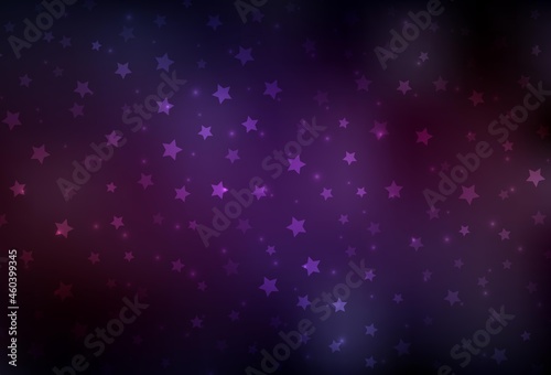 Dark Pink  Yellow vector background with xmas snowflakes  stars.