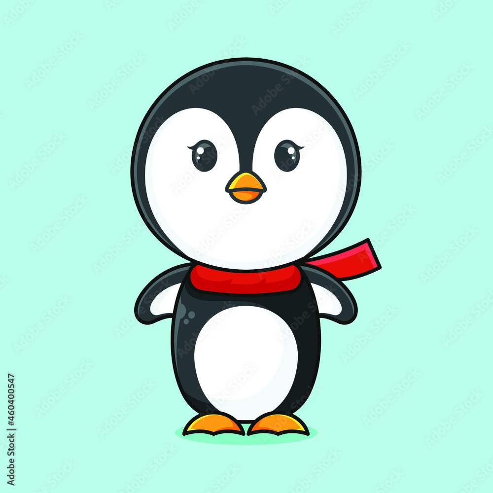 Obraz premium Cute penguin logo design template