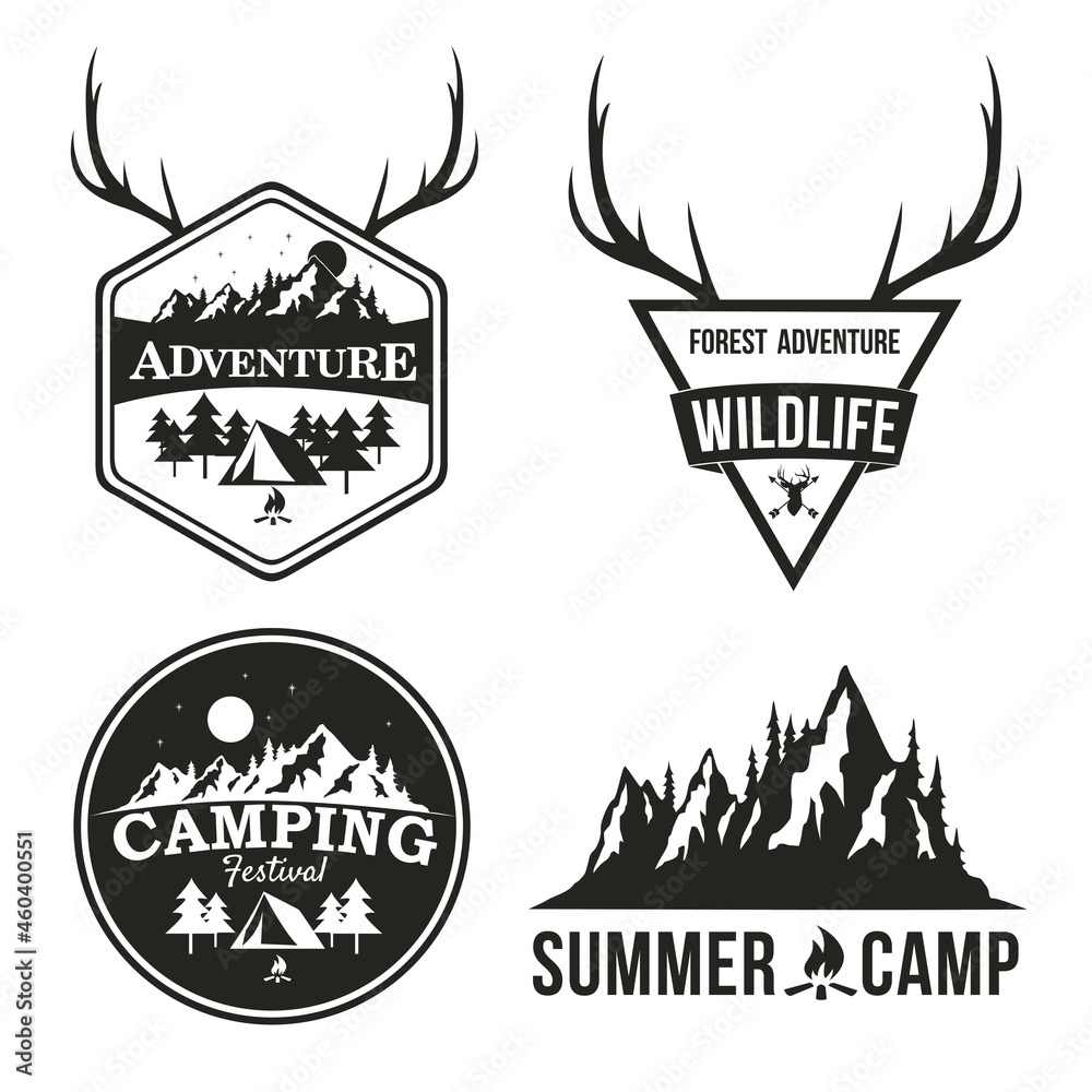 Mountain Explorer Adventure Logo Badge Icon Vector Template Design Set Collection