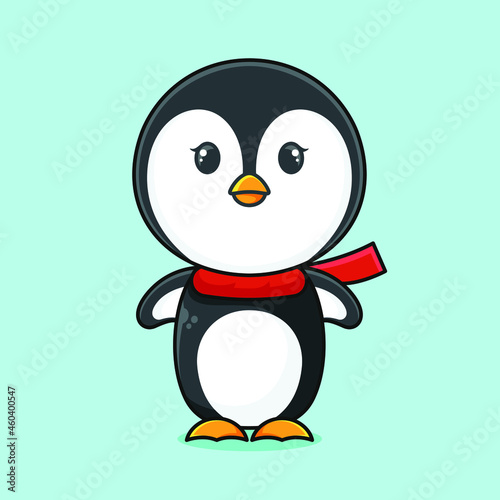 Cute penguin logo design template