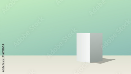 Square stand in empty studio. Studio for product display with copy space. 3d background.