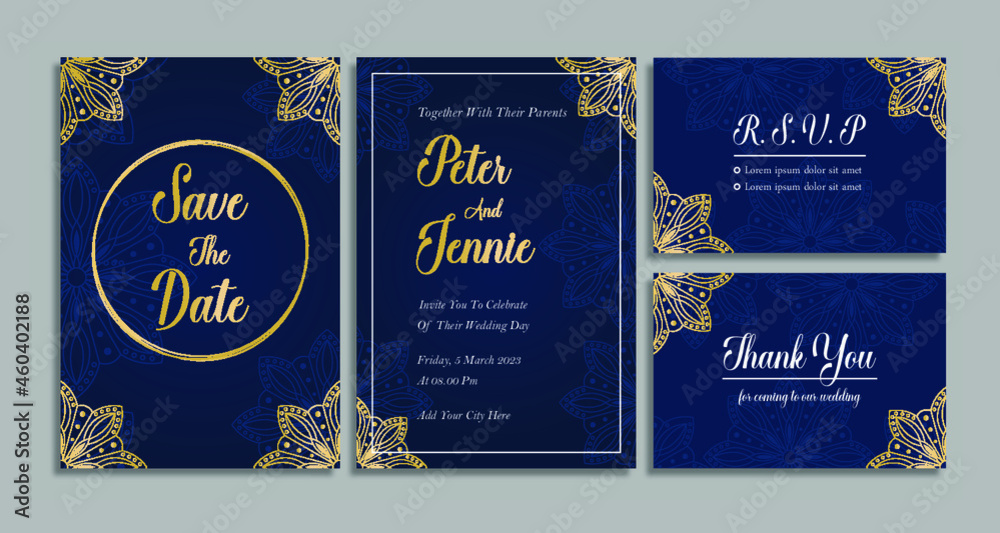 Naklejka premium Wedding invitation card design template