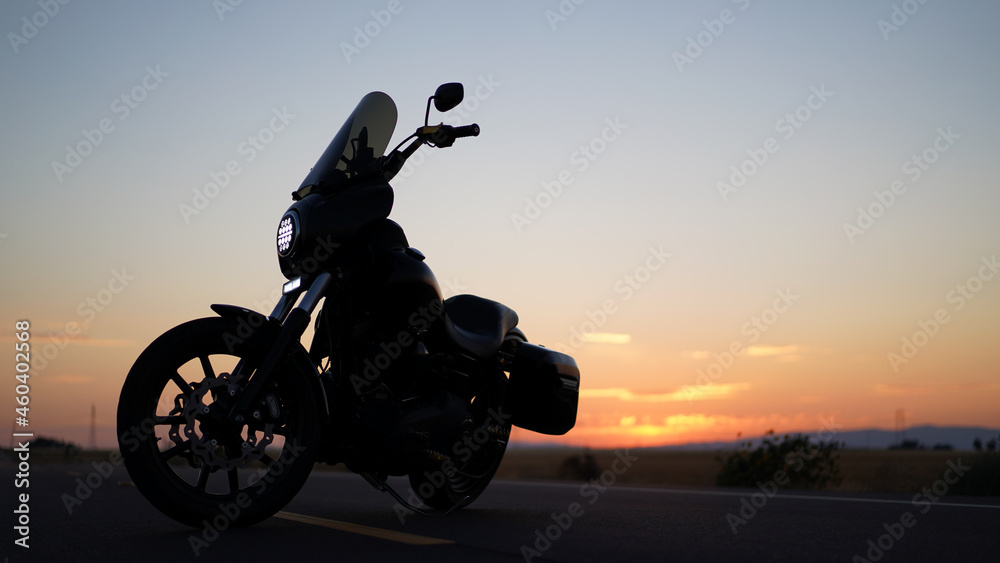 Motorcycle in the sunset