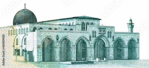 Al-Aqsa Mosque in Jerusalem, Portrait from Saudi Arabia 50 Riyals 1983 Banknotes. photo