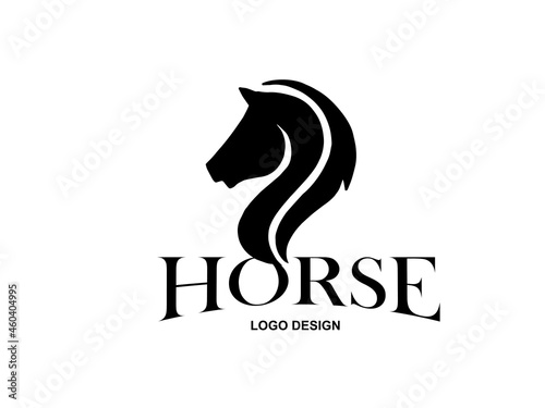 Abstract horse logo, silhouette, simple, line art