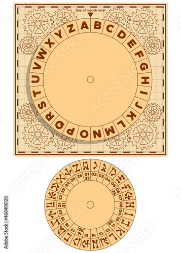 A mechanism for encryption. Assembly kit. Isolated on white background. Vector illustration.
