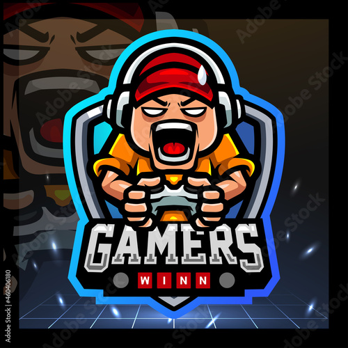 Gamer kids mascot. esport logo design