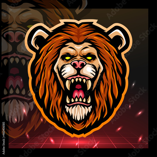 Lion head mascot. esport logo design