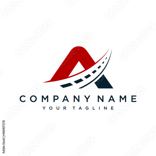Initial letter A logo with a combination of road concepts, unique, simple, creative