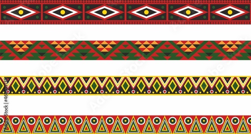 Vector set of seamless national Native American borders. Frames and borders of the Maya, Aztecs, Incas. Ethnic ornaments
