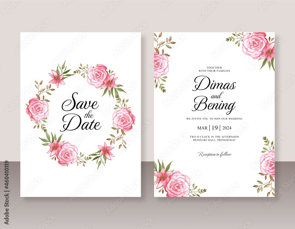 Beautiful wedding invitation with flowers watercolor Beautiful wedding invitation with flowers watercolor
