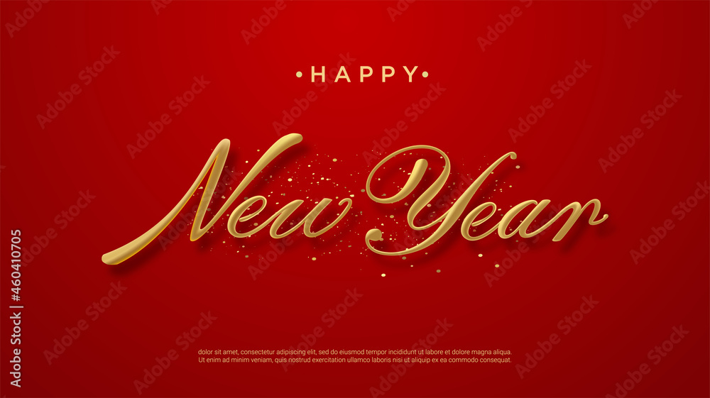 Happy new year realistic golden lettering background Happy new year realistic golden lettering background