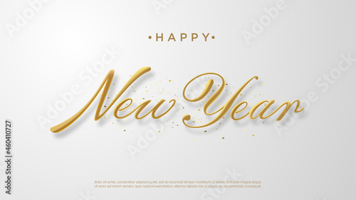 Happy new year realistic golden lettering background