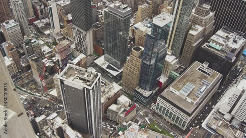 Aerial view time lapse from the top of skyscrapers with street and density of building of Manhattan, New tork photo