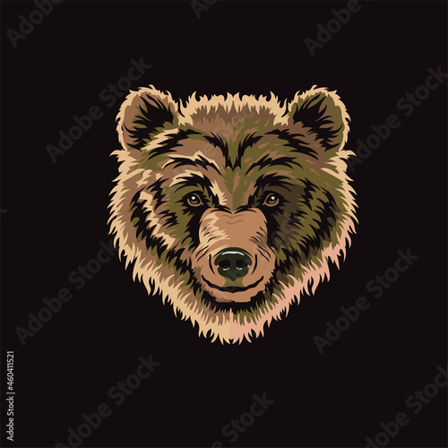 Grizzly brown bear head vector illustration