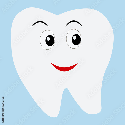 tooth, clean without damage, joyful with a smile, vector drawing