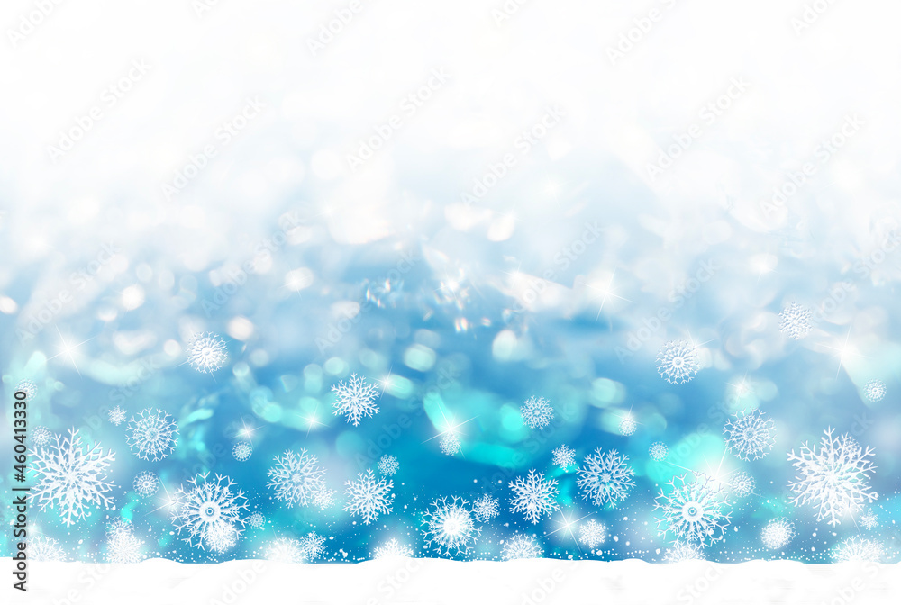 雪と宝石がキラキラ光輝く背景