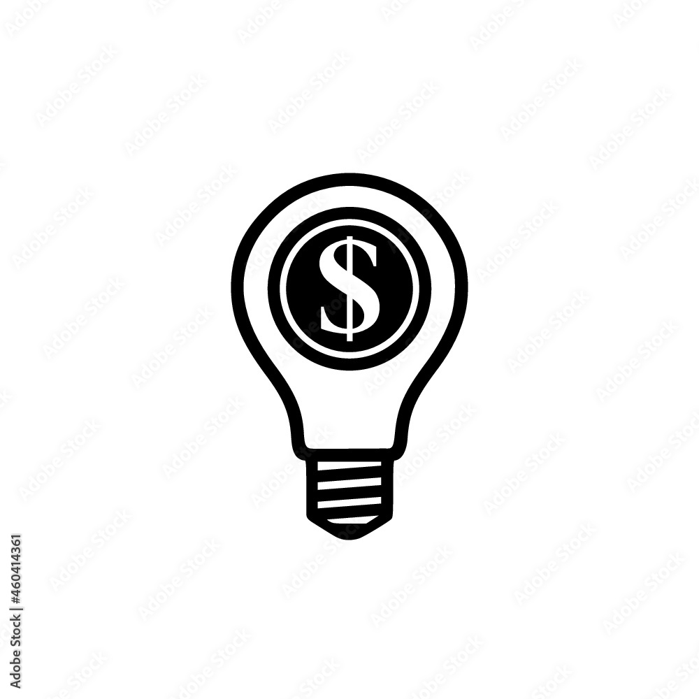 Light bulb with dollar symbol icon isolated on white background Light bulb with dollar symbol icon isolated on white background