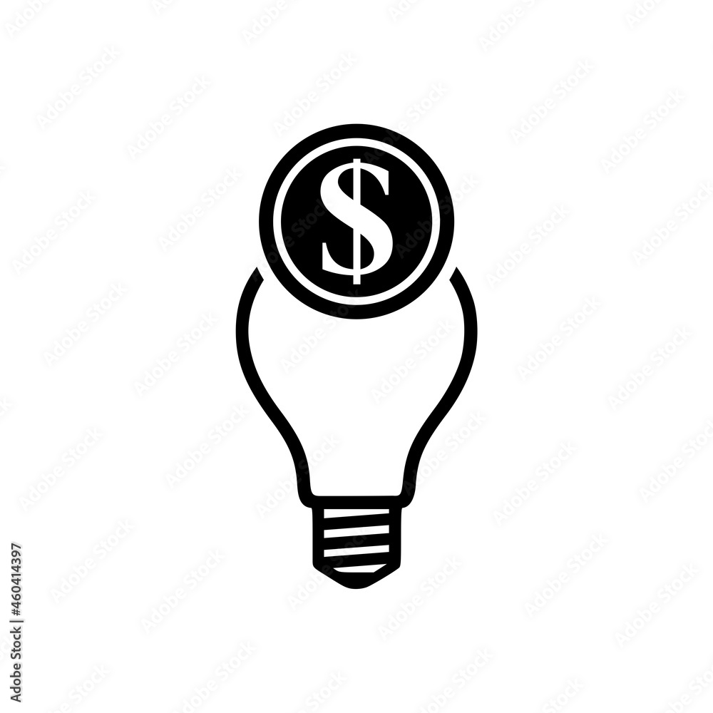 Light bulb with dollar symbol icon isolated on white background Light bulb with dollar symbol icon isolated on white background
