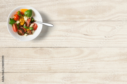 fresh and healthy Salad on wooden background top view shot