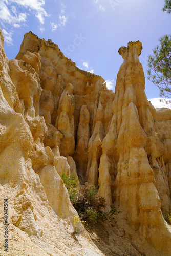 Geological natural erosion Organs of french Ille-sur-Têt fairy chimneys  site of Ille sur Tet france languedoc photo