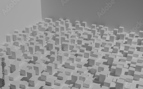 White 3d Cubes with different height chart data statistics