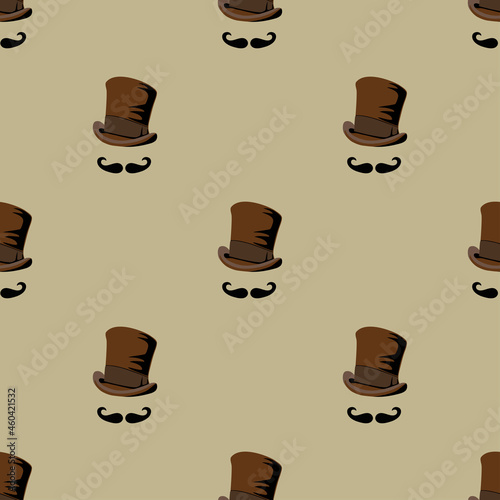 Steampunk Print with Invisible Man. Edwardian Seamless Pattern for Card. Victorian Style.