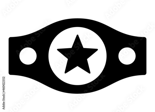 Boxing or wrestling championship belt with star flat vector icon for sports apps and websites