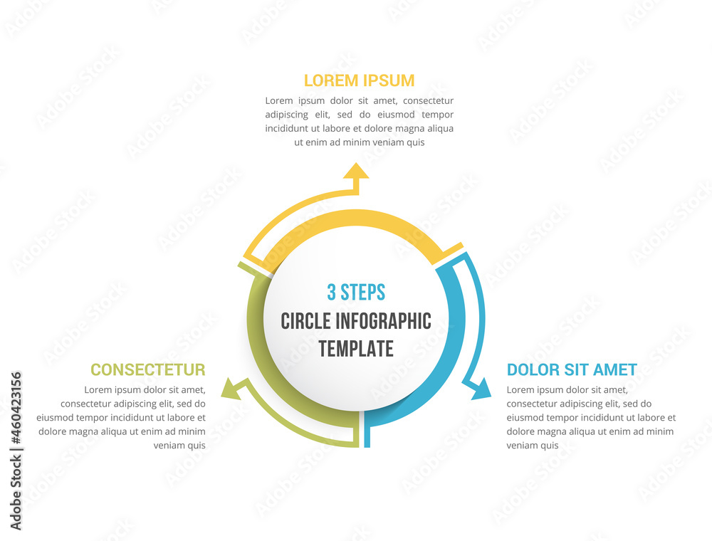Circle diagram template with three elements, infographic template for web, business, presentations Circle diagram template with three elements, infographic template for web, business, presentations