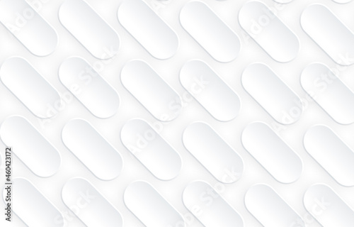 Abstract white background with 3D oval shapes pattern, interesting white gray vector minimal background illustration.