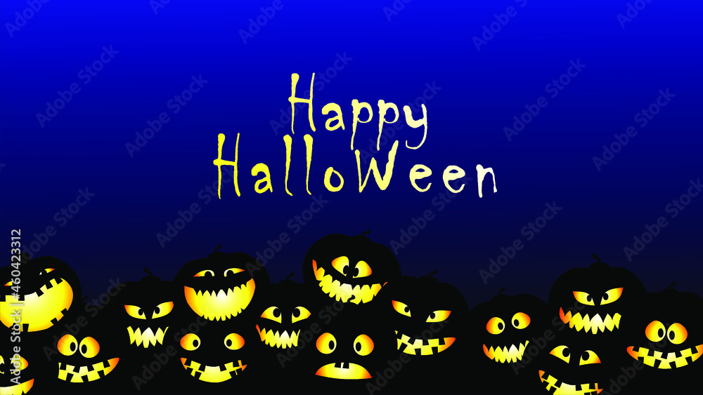 Halloween Background with pumpkins. Vector illustration for banner, poster, greeting card and party invitation.