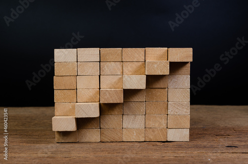 business growth concept ,stair from wooden block 