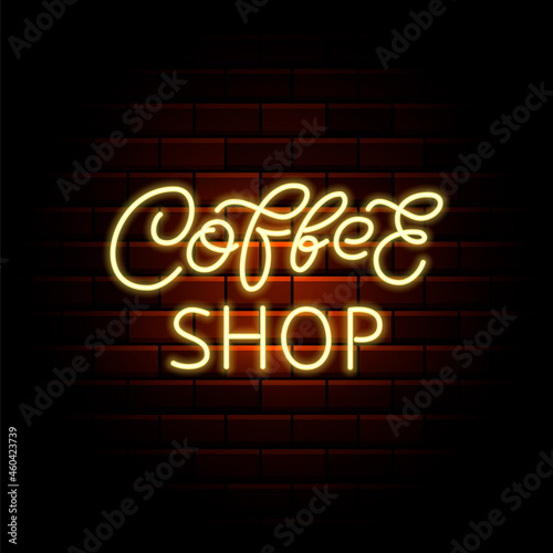 Wallpaper Mural Coffee shop neon brush lettering. Bright promotion. Outer glowing effect poster. Isolated vector stock illustration Torontodigital.ca