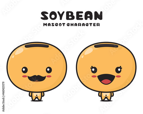 cute soybean mascot, isolated on white background