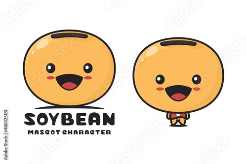 cute soybean mascot, isolated on white background