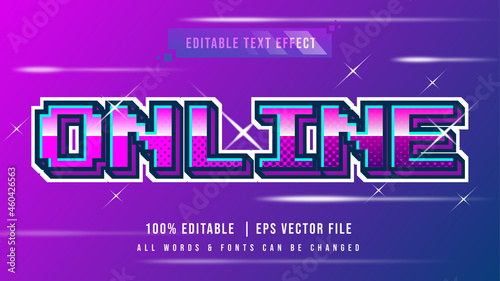Online Game Shiny 3d Text Style Effect. Editable illustrator text style.