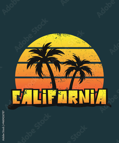 California CA Vintage Graphic Retro 70s t-shirt - vector design illustration, it can use for label, logo, sign, sticker for printing for the family t-shirt.