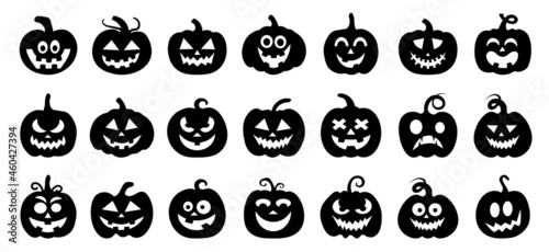 Halloween pumpkin silhouette set vector illustration