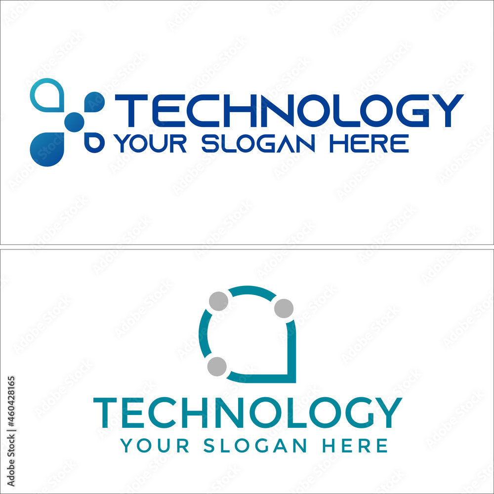 Technology dot line connected logo design