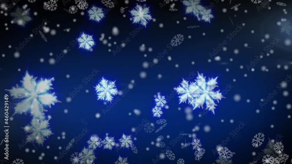 Animation of snow falling on navy background