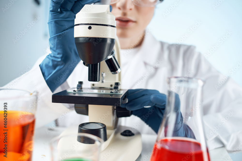 scientist chemical solutions biologist research study light background scientist chemical solutions biologist research study light background