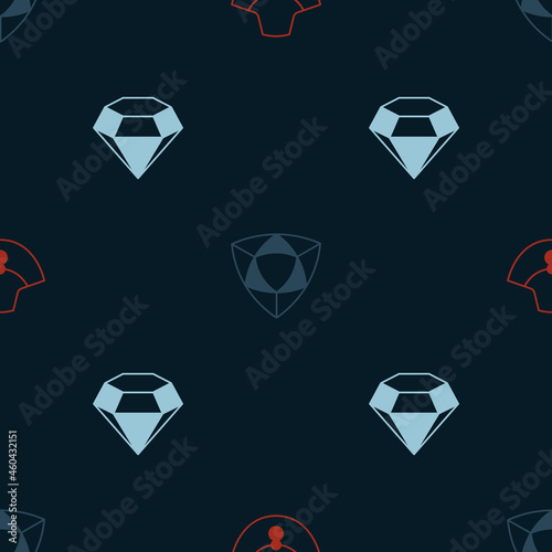 Set Necklace on mannequin, Diamond and on seamless pattern. Vector