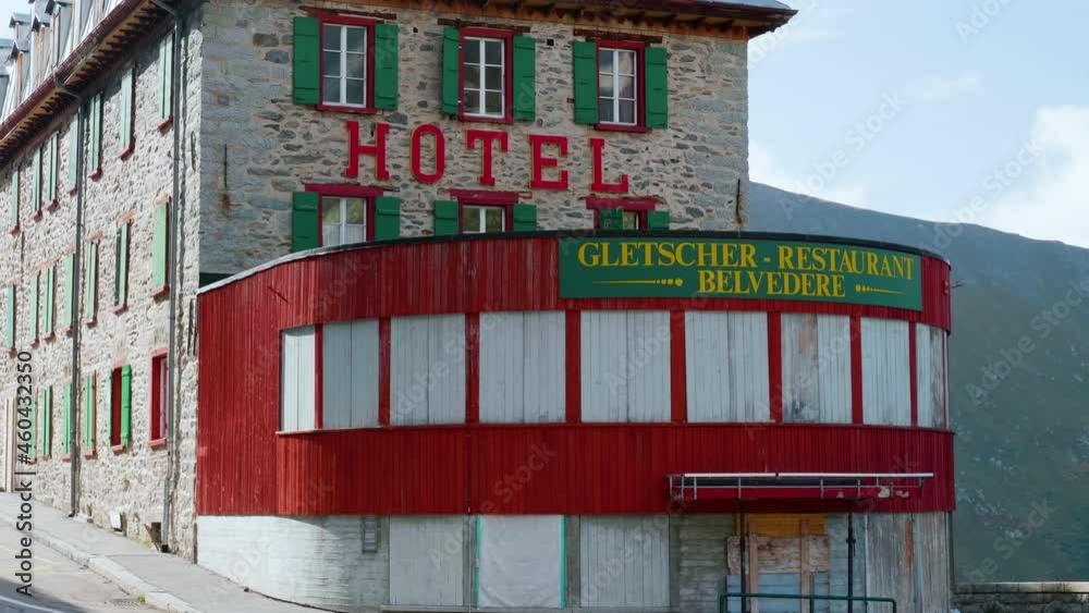 The former Hotel Belvedere on the Furka Pass road in Switzerland. The former Hotel Belvedere on the Furka Pass road in Switzerland.