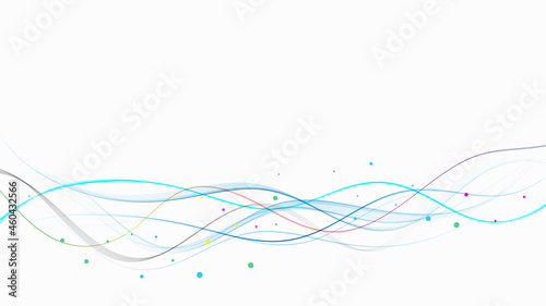 Abstract spectrum lines on a white background. Colorful shiny wave with lines, curved wavy line, smooth stripe. Design element.