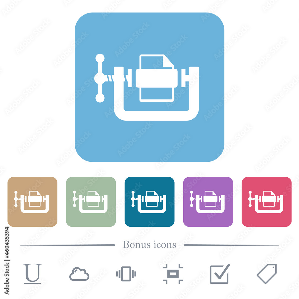 File compression solid flat icons on color rounded square backgrounds File compression solid flat icons on color rounded square backgrounds